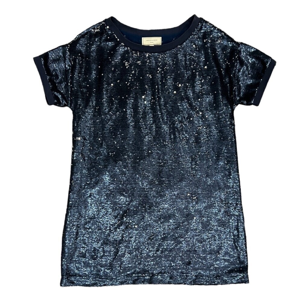 Moulinette Soeurs Navy Sequin Mini Shift Dress S